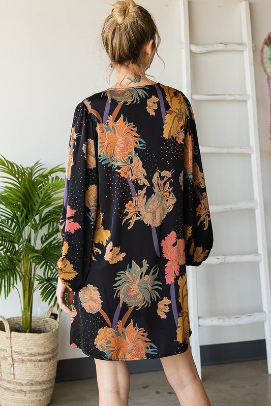 Floral V Neck Dress - Miicah