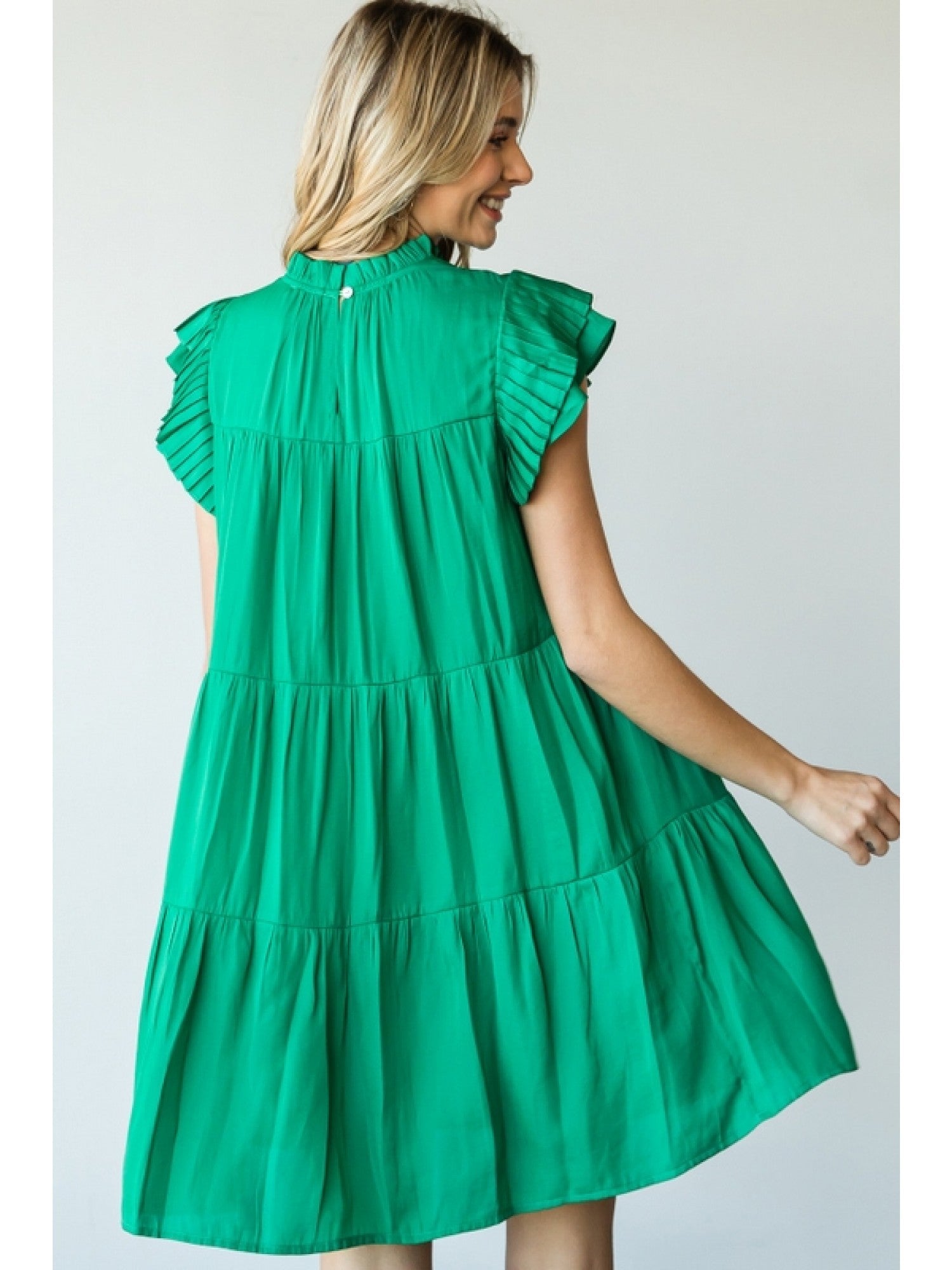 Green Tiered Mini Dress - Miicah