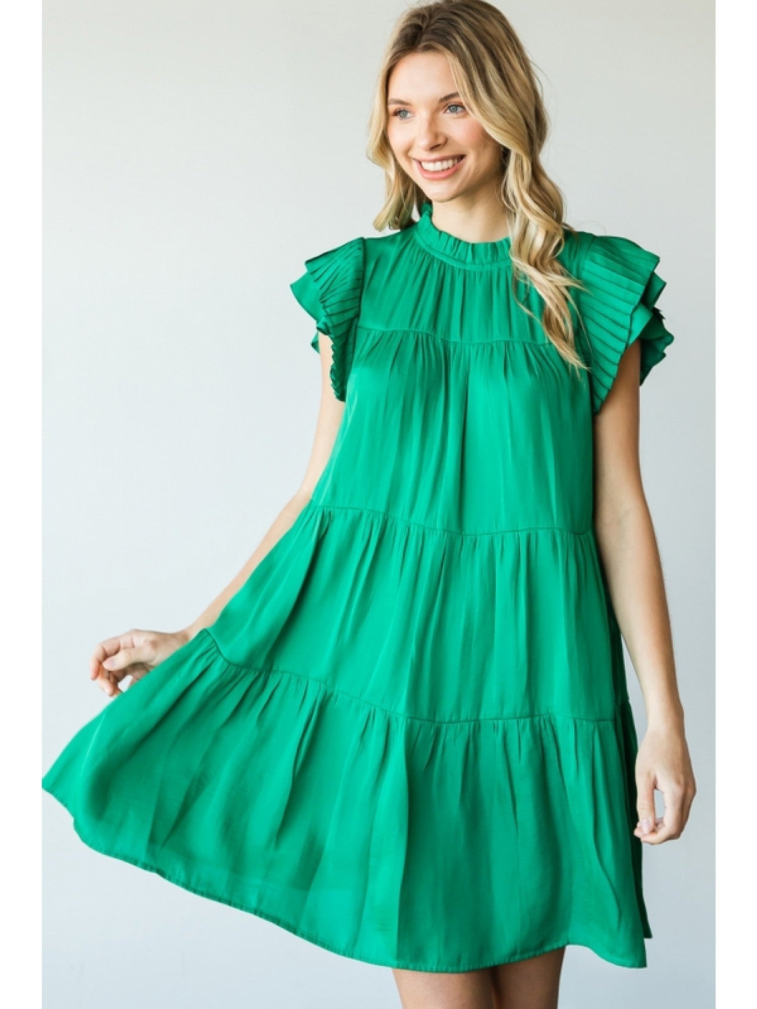 Green Tiered Mini Dress - Miicah