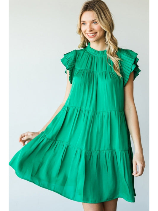 Green Tiered Mini Dress - Miicah