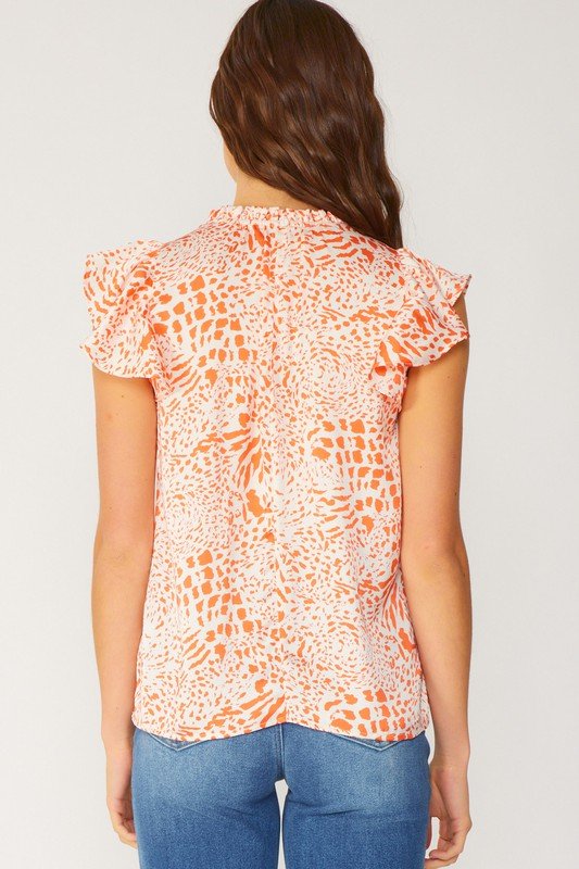 Printed Flutter Sleeve Top - Miicah