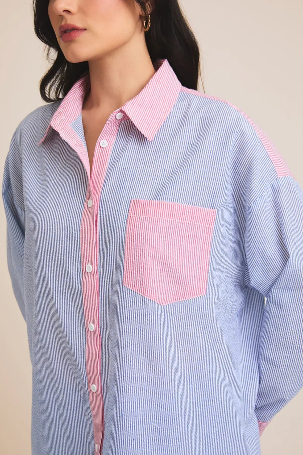 Stripe Color Block Shirt - Miicah