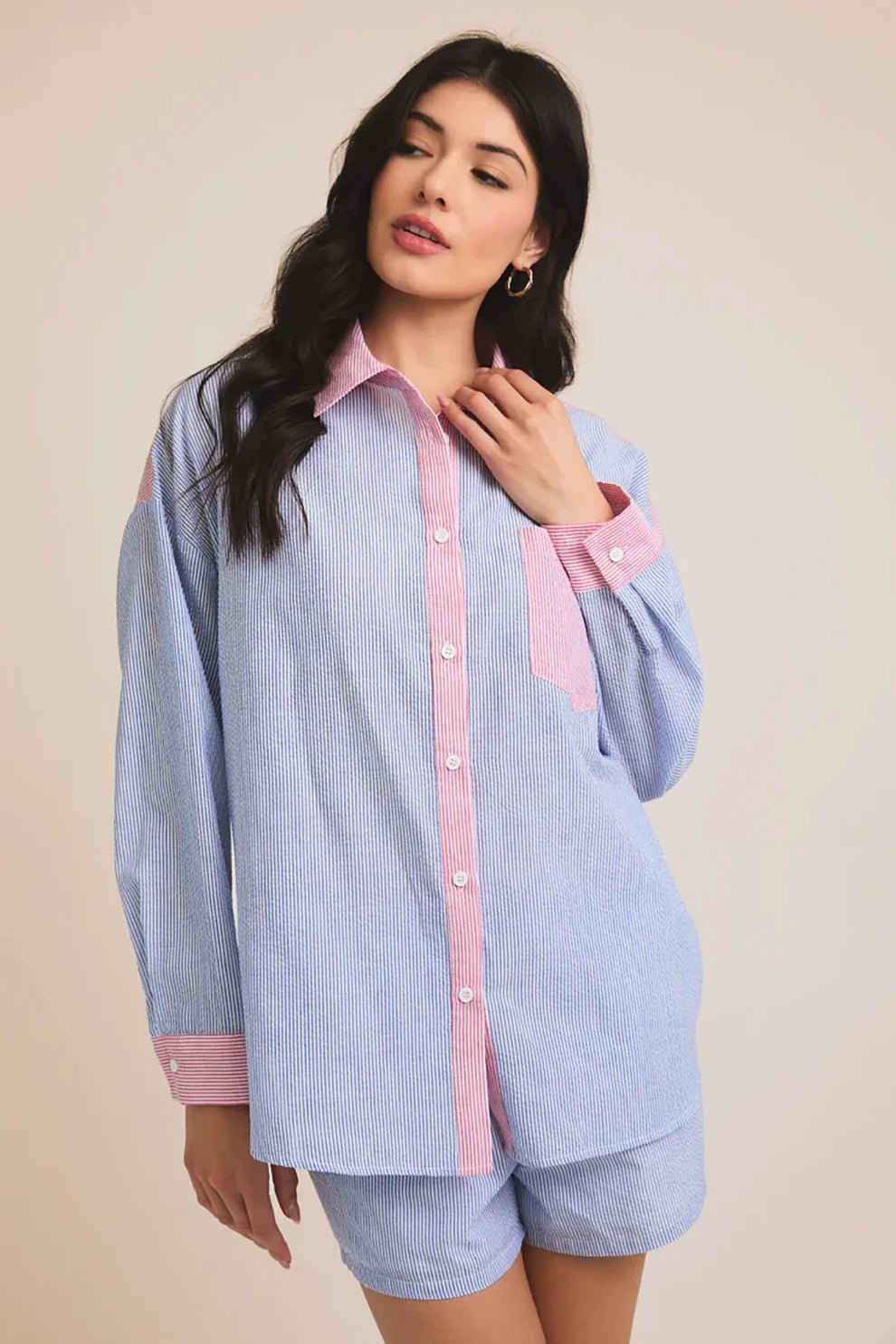 Stripe Color Block Shirt - Miicah